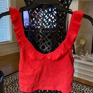 Shein red ruffle crop tank bra top Small